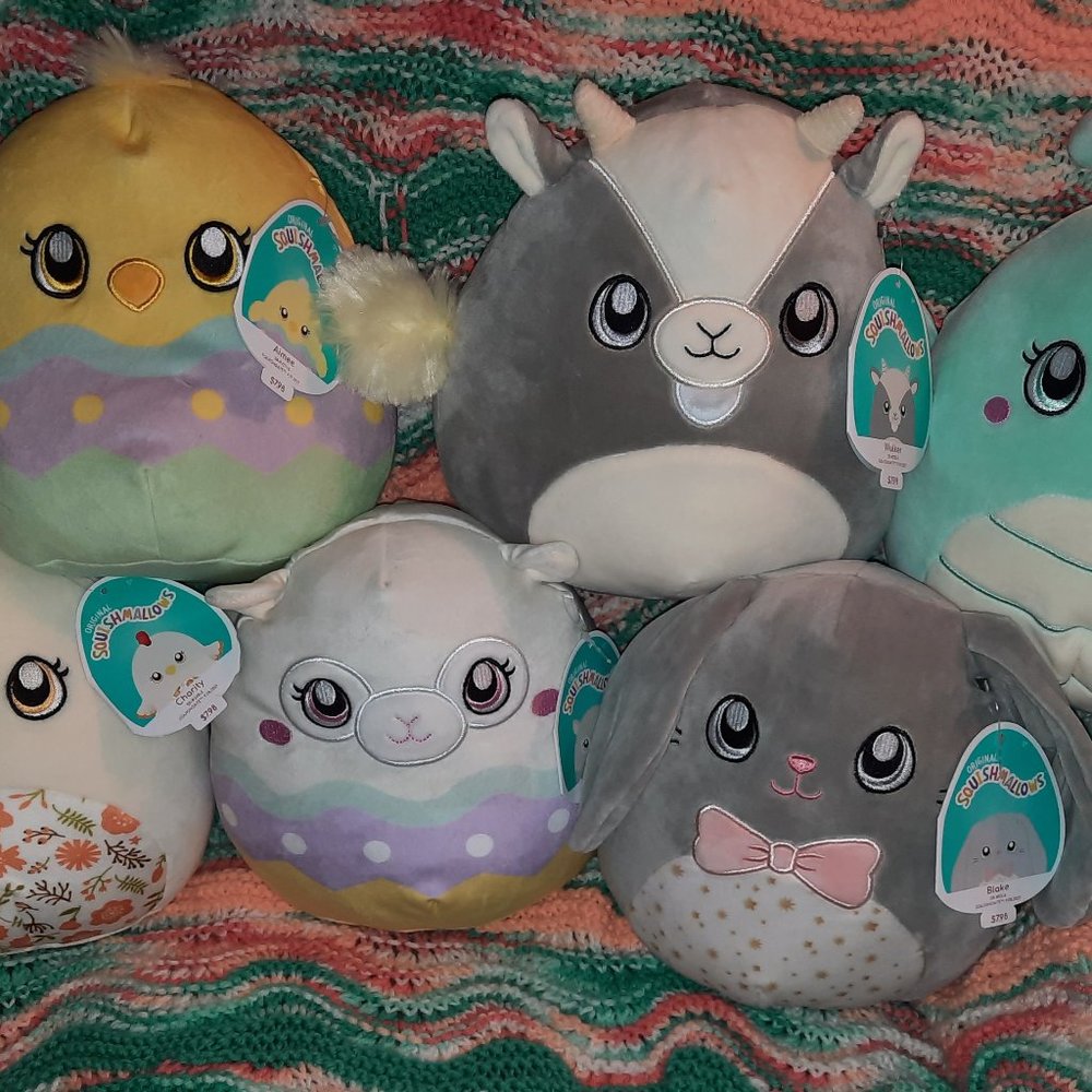 LOT of Squishmallows for Easter Squishmallow, Chick, Hen. Goat, Butterfly, Bunny
